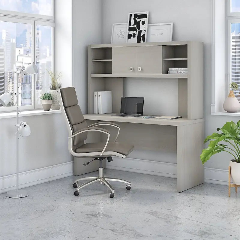 Scrivania a Credenza 60W con Libreria Superiore