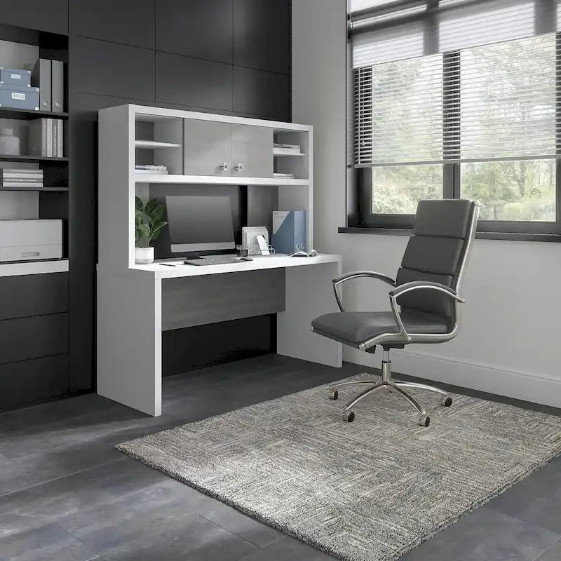 Scrivania a Credenza 60W con Libreria Superiore