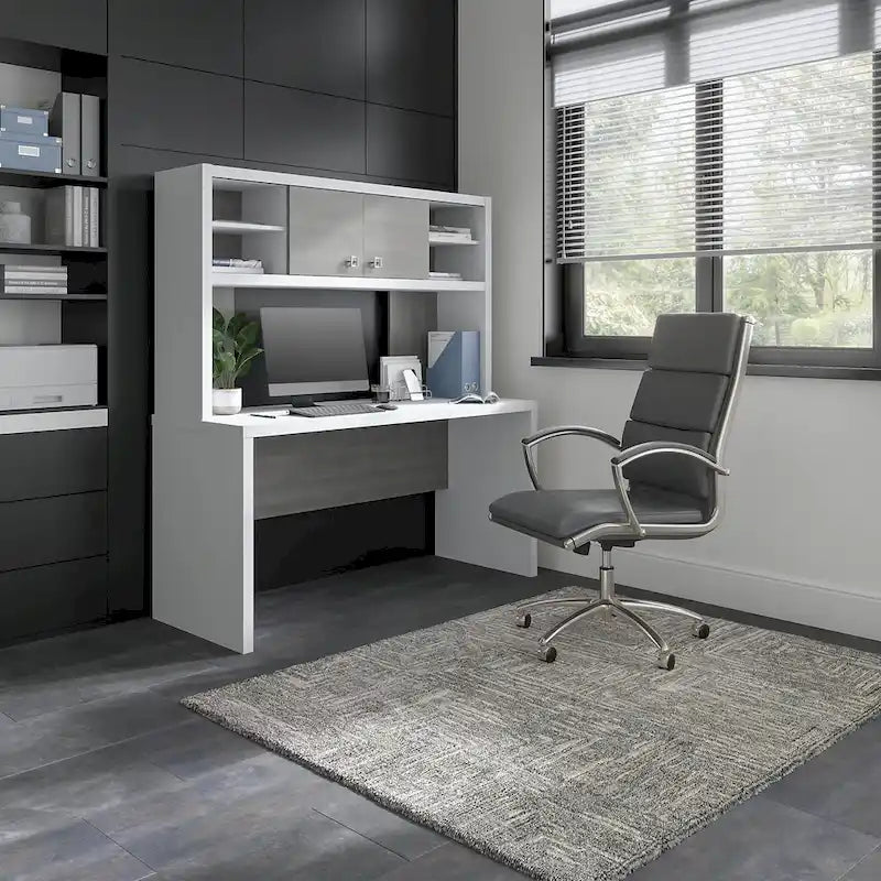 Scrivania a Credenza 60W con Libreria Superiore