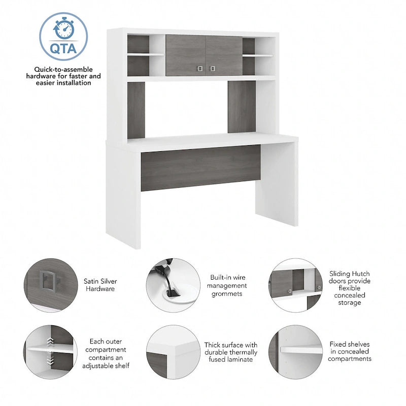 Scrivania a Credenza 60W con Libreria Superiore