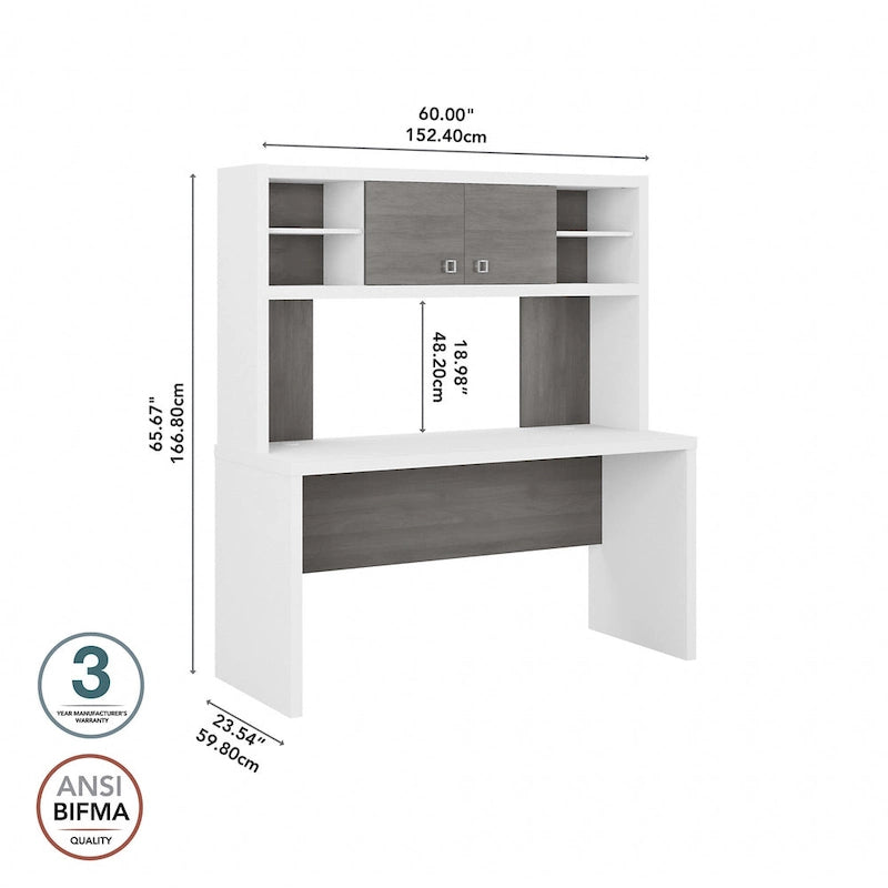 Scrivania a Credenza 60W con Libreria Superiore