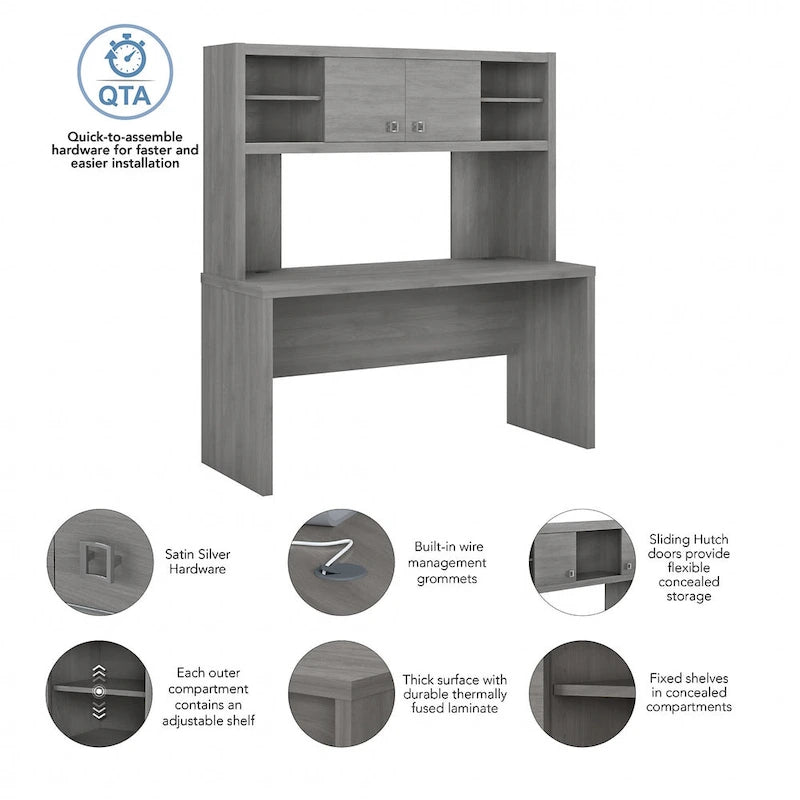 Scrivania a Credenza 60W con Libreria Superiore