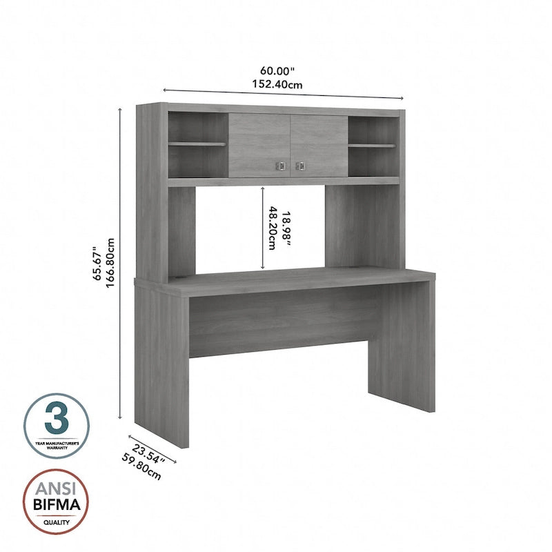 Scrivania a Credenza 60W con Libreria Superiore