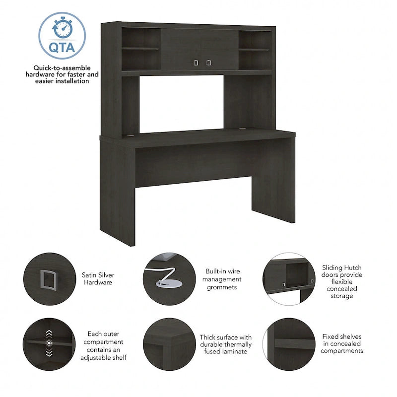 Scrivania a Credenza 60W con Libreria Superiore