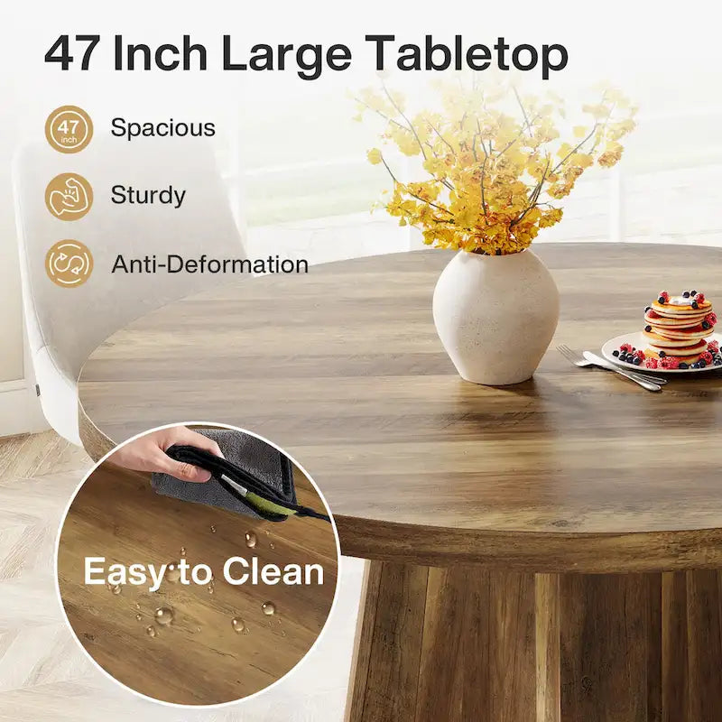 Tavolo da pranzo rotondo da 119 cm per 4-6 persone