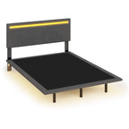 Struttura letto a piattaforma flottante Full/Queen con rivestimento in velluto e testiera trapuntata a canali