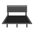 Struttura letto a piattaforma flottante Full/Queen con rivestimento in velluto e testiera trapuntata a canali