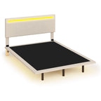 Struttura letto a piattaforma flottante Full/Queen con rivestimento in velluto e testiera trapuntata a canali