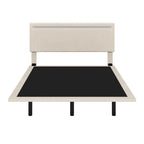 Struttura letto a piattaforma flottante Full/Queen con rivestimento in velluto e testiera trapuntata a canali