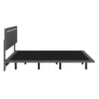 Struttura letto a piattaforma flottante Full/Queen con rivestimento in velluto e testiera trapuntata a canali
