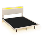 Struttura letto a piattaforma flottante Full/Queen con rivestimento in velluto e testiera trapuntata a canali
