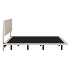 Struttura letto a piattaforma flottante Full/Queen con rivestimento in velluto e testiera trapuntata a canali