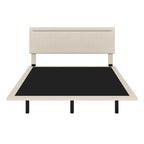 Struttura letto a piattaforma flottante Full/Queen con rivestimento in velluto e testiera trapuntata a canali
