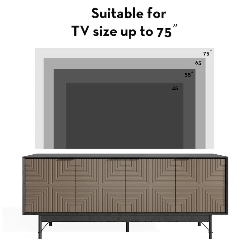 Mobile TV/Centro di intrattenimento Mid-Century con ante, 163,7 cm