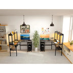 Scrivania a L con libreria, ripiani e strisce LED