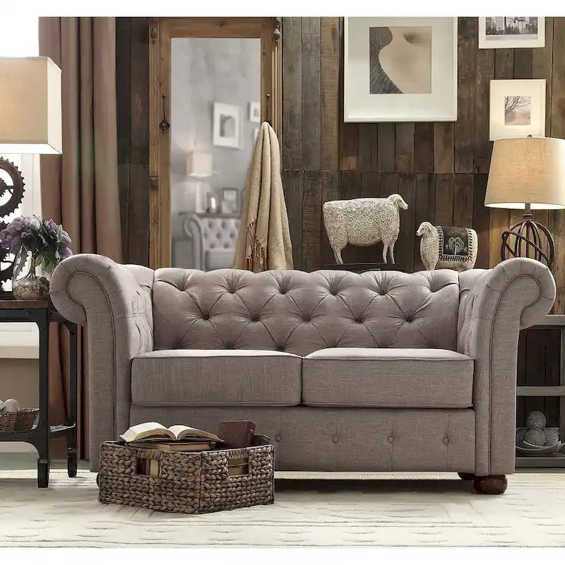 Divanetto Chesterfield Tufted con Braccioli a Riccio