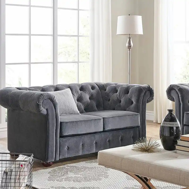 Divanetto Chesterfield Tufted con Braccioli a Riccio