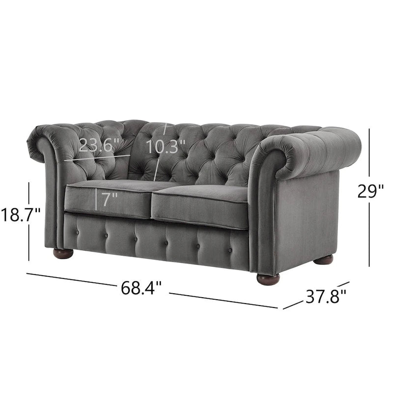 Divanetto Chesterfield Tufted con Braccioli a Riccio