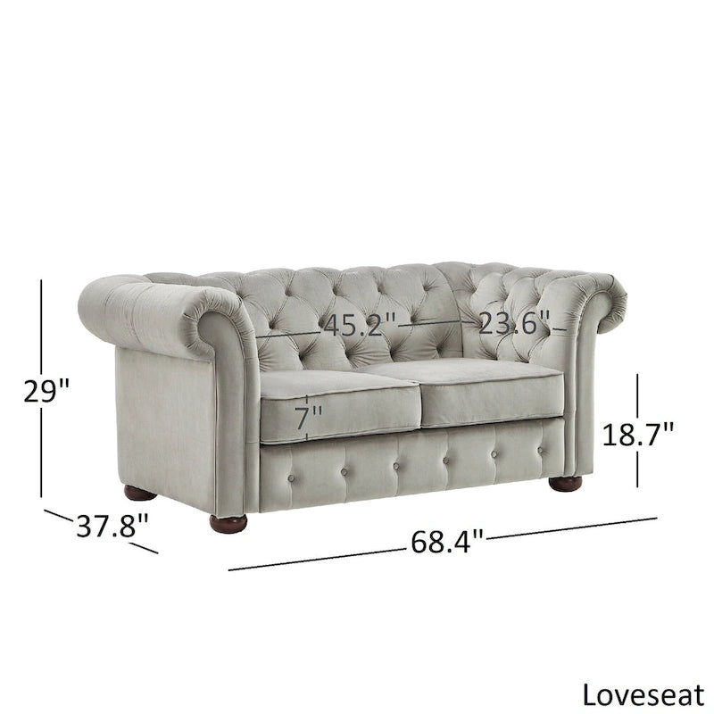Divanetto Chesterfield Tufted con Braccioli a Riccio
