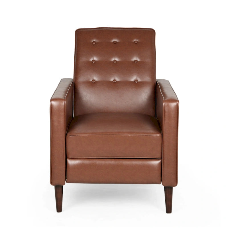 Poltrona reclinabile capitonné in similpelle stile Mid-Century
