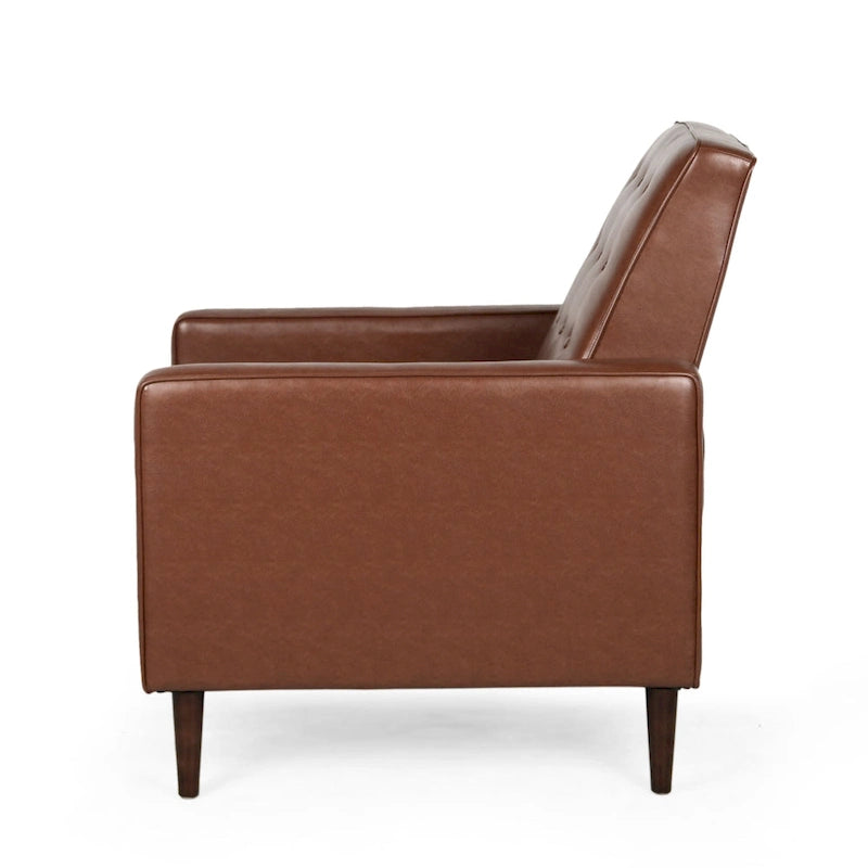 Poltrona reclinabile capitonné in similpelle stile Mid-Century