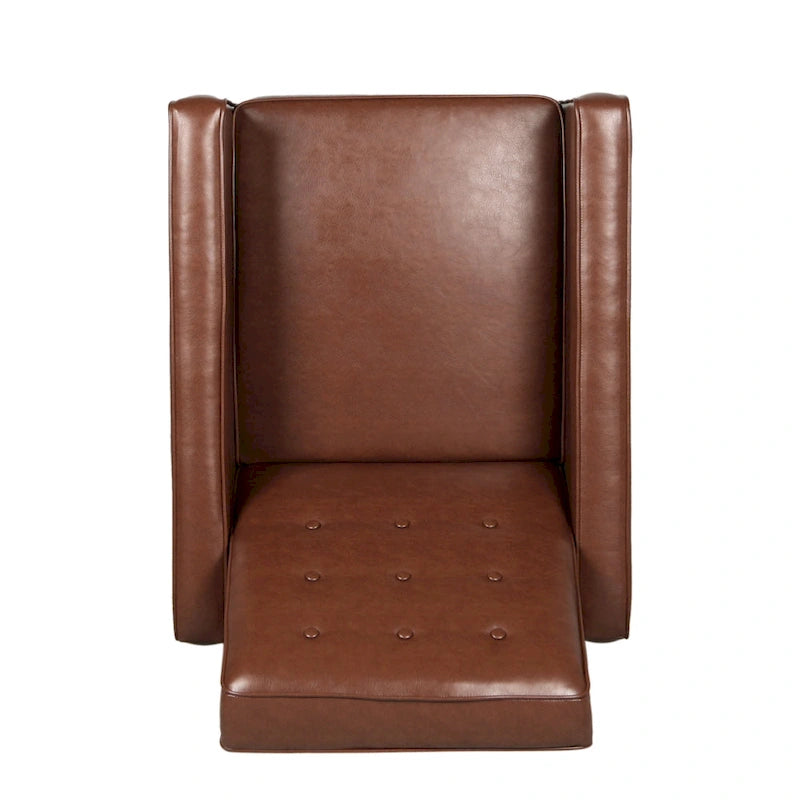 Poltrona reclinabile capitonné in similpelle stile Mid-Century
