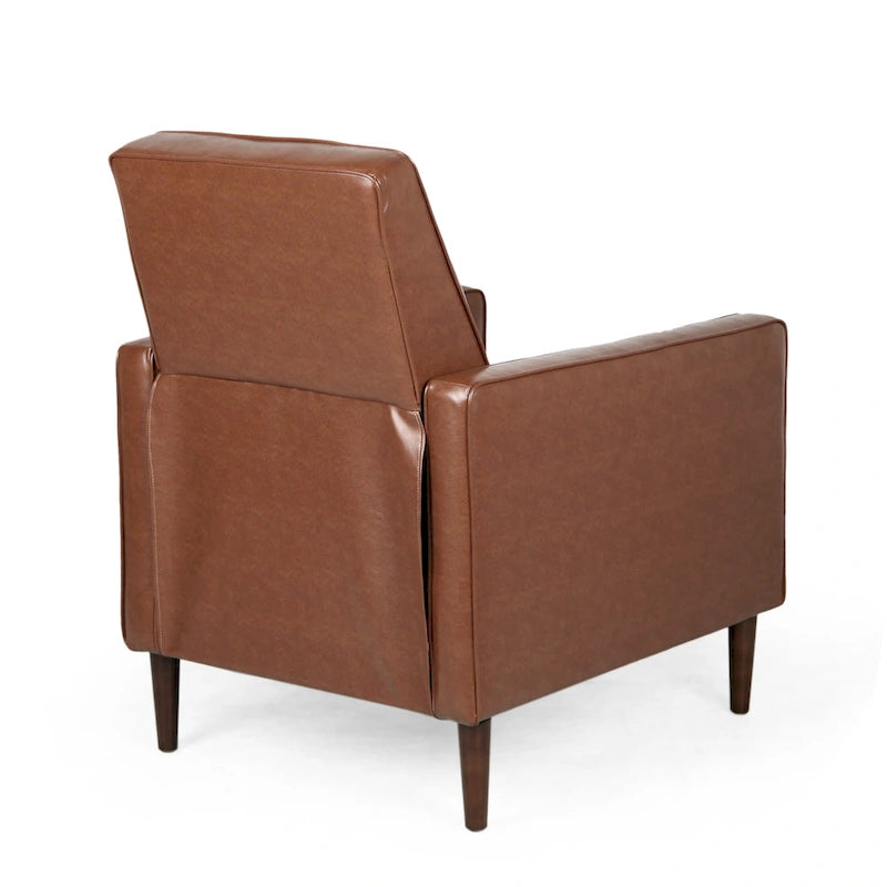 Poltrona reclinabile capitonné in similpelle stile Mid-Century