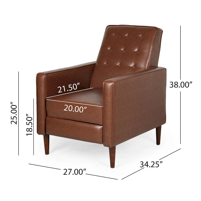 Poltrona reclinabile capitonné in similpelle stile Mid-Century