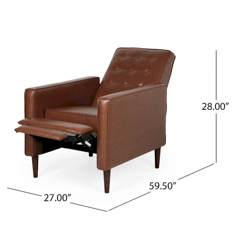 Poltrona reclinabile capitonné in similpelle stile Mid-Century