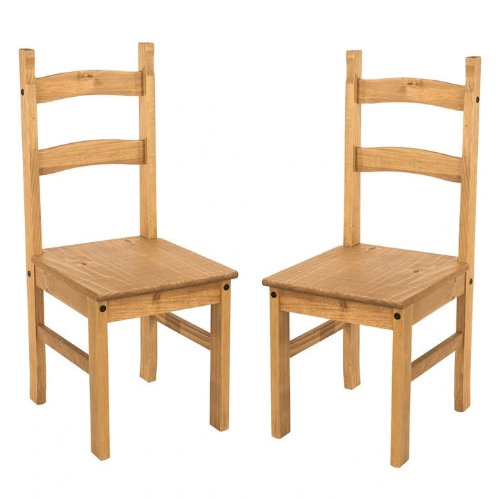Sedie da pranzo in legno massello di pino set da 2 - Stile rustico
