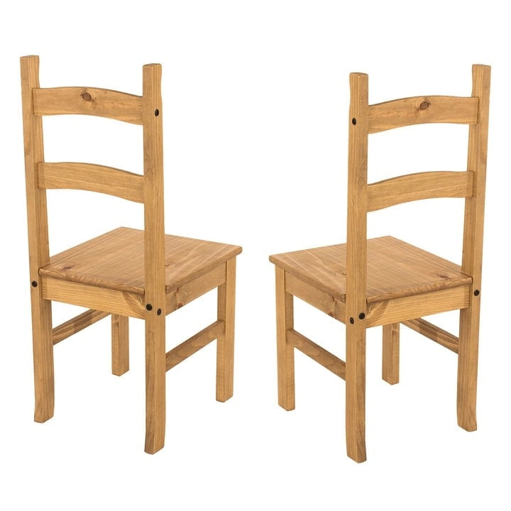 Sedie da pranzo in legno massello di pino set da 2 - Stile rustico