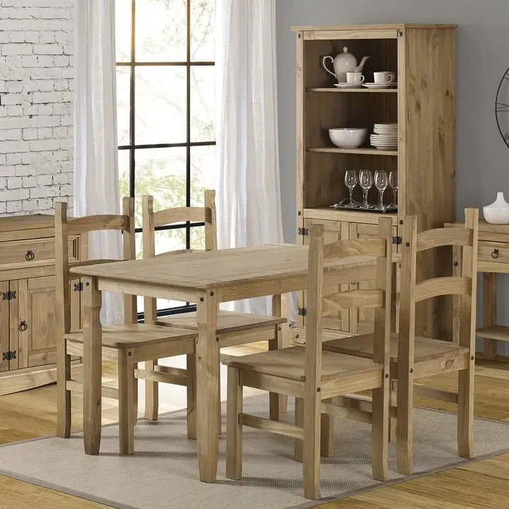 Sedie da pranzo in legno massello di pino set da 2 - Stile rustico