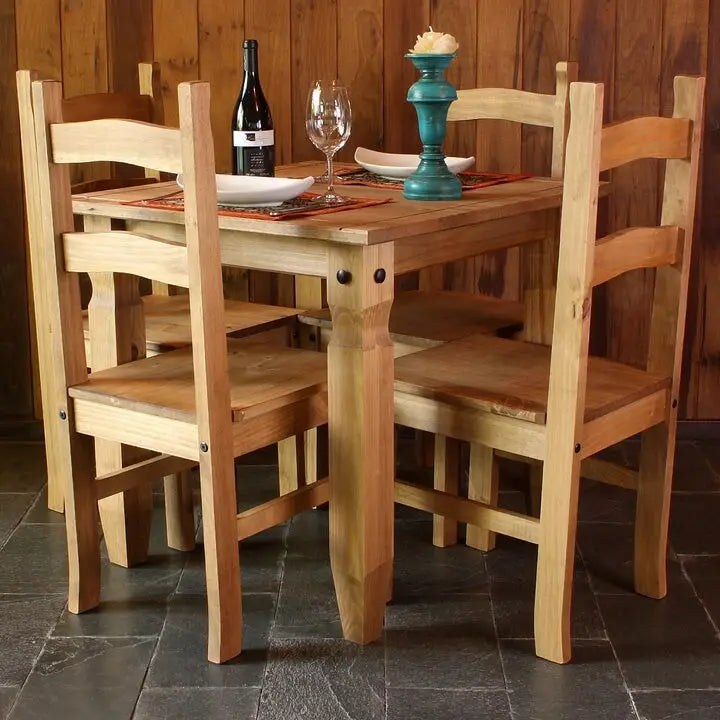 Sedie da pranzo in legno massello di pino set da 2 - Stile rustico