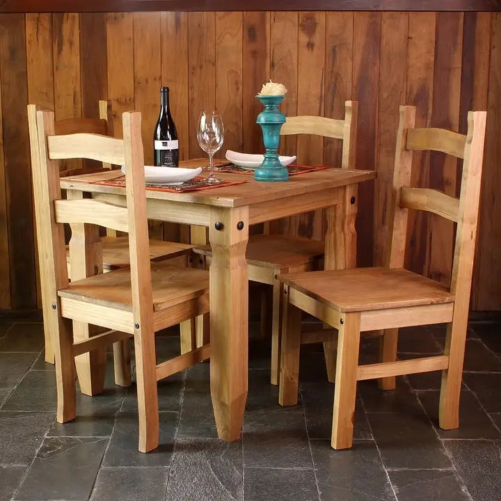 Sedie da pranzo in legno massello di pino set da 2 - Stile rustico