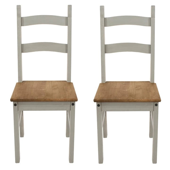 Sedie da pranzo in legno massello di pino set da 2 - Stile rustico