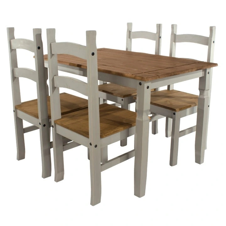 Sedie da pranzo in legno massello di pino set da 2 - Stile rustico