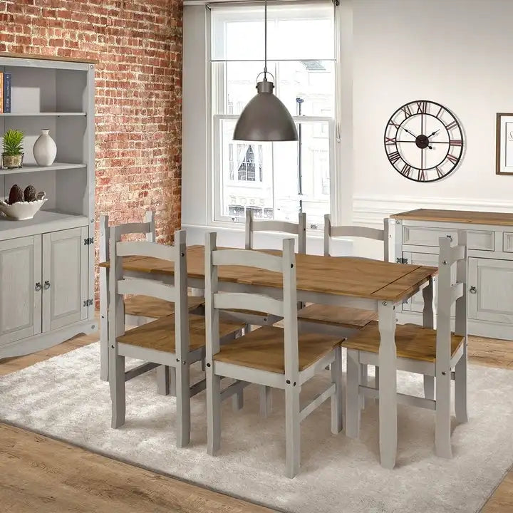 Sedie da pranzo in legno massello di pino set da 2 - Stile rustico