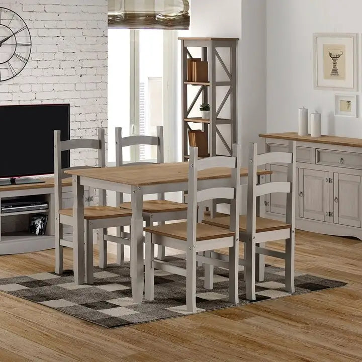 Sedie da pranzo in legno massello di pino set da 2 - Stile rustico