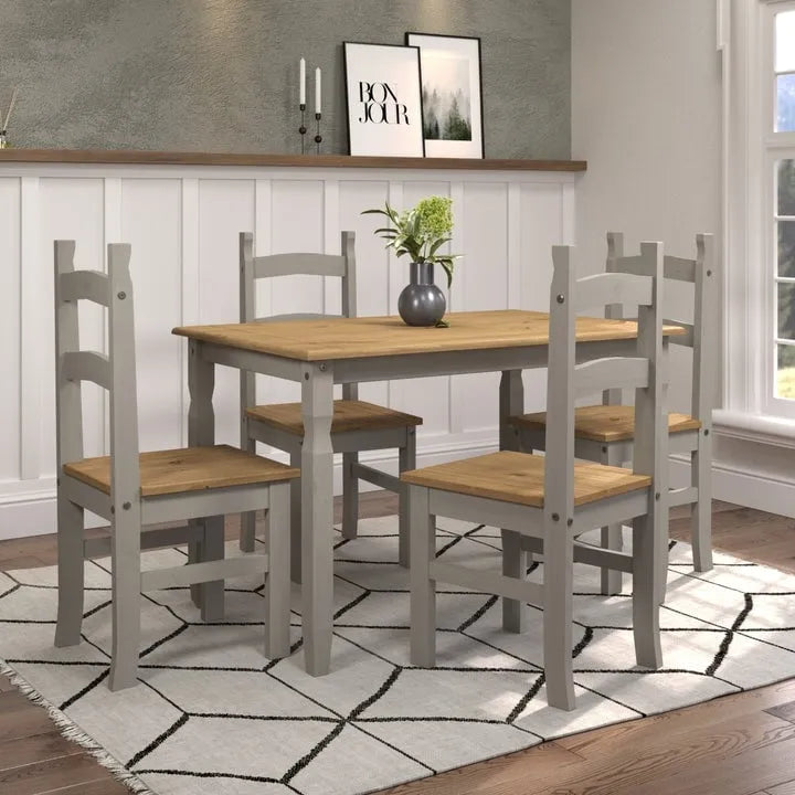 Sedie da pranzo in legno massello di pino set da 2 - Stile rustico