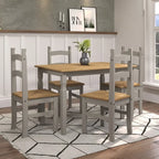 Sedie da pranzo in legno massello di pino set da 2 - Stile rustico