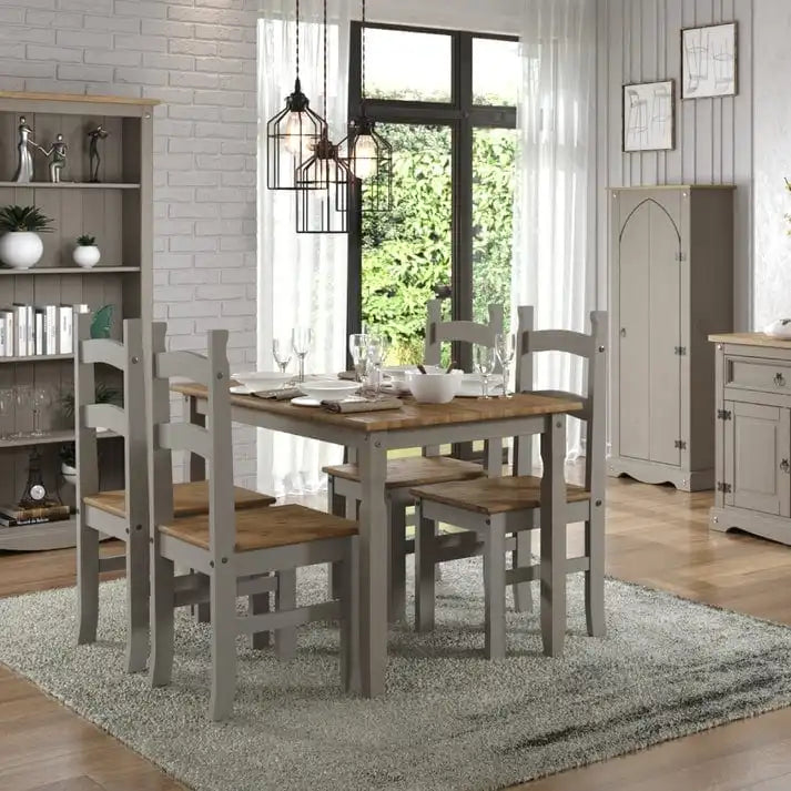 Sedie da pranzo in legno massello di pino set da 2 - Stile rustico