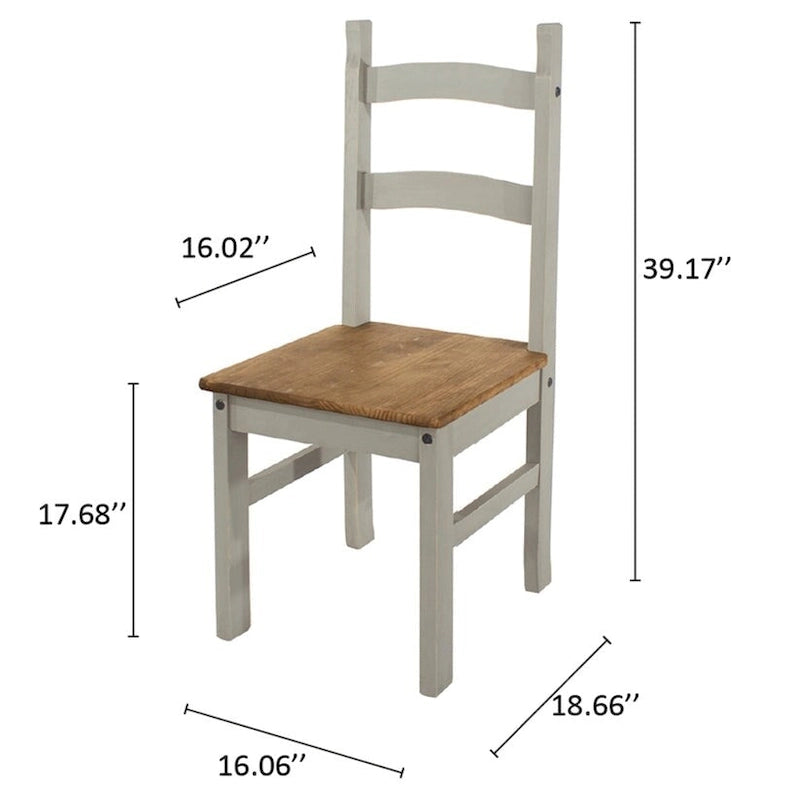 Sedie da pranzo in legno massello di pino set da 2 - Stile rustico