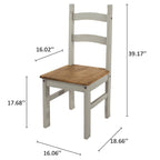 Sedie da pranzo in legno massello di pino set da 2 - Stile rustico