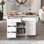 Carrello da Cucina con Piano in Legno e Ruote Bloccabili