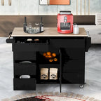 Carrello da Cucina con Piano in Legno e Ruote Bloccabili