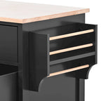 Carrello da Cucina con Piano in Legno e Ruote Bloccabili