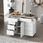 Carrello da Cucina con Piano in Legno e Ruote Bloccabili