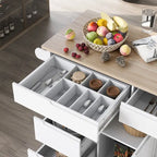 Carrello da Cucina con Piano in Legno e Ruote Bloccabili