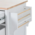 Carrello da Cucina con Piano in Legno e Ruote Bloccabili