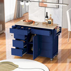 Carrello da Cucina con Piano in Legno e Ruote Bloccabili